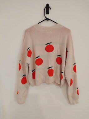 Moon and Madison sweater with orange print, XL